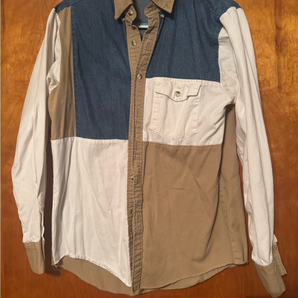 Colorblock Button-Up Shirt